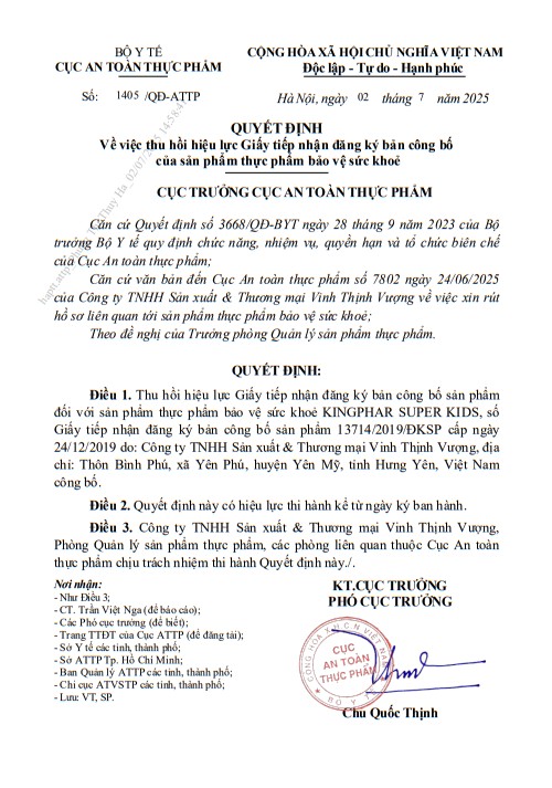Thêm 4 công ty bị thu hồi hiệu lực giấy tiếp nhận đăng ký bản công bố sản phẩm