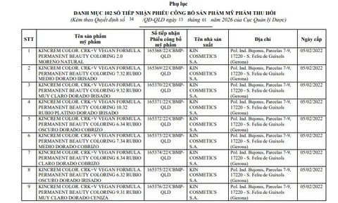 Vì sao KIN Việt Nam bị thu hồi 102 phiếu công bố sản phẩm mỹ phẩm