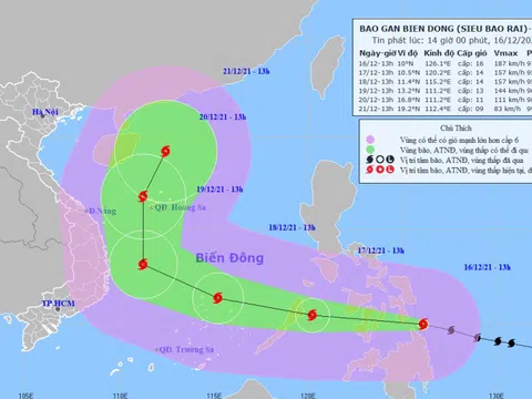 SIÊU BÃO RAI giật trên cấp 17, tiến nhanh vào Biển Đông
