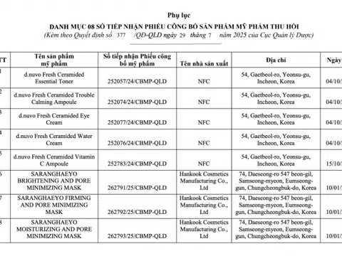 8 mỹ phẩm của Aroya Skincare bị thu hồi phiếu công bố, nguyên nhân do đâu?