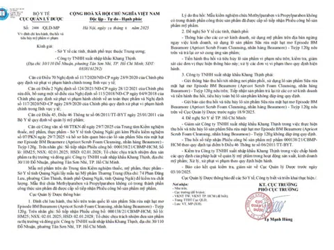 Sản xuất mỹ phẩm khi chưa đủ điều kiện, Công ty TNHH Xuất nhập khẩu Khang Thịnh bị đình chỉ 2 năm