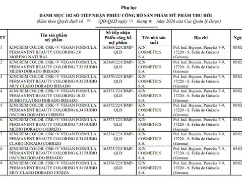 Vì sao KIN Việt Nam bị thu hồi 102 phiếu công bố sản phẩm mỹ phẩm