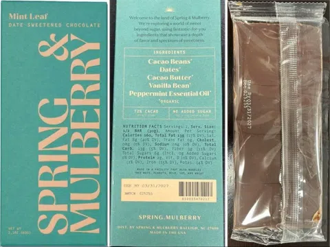 Phát hiện nguy cơ nhiễm khuẩn, số lượng lớn chocolate bạc hà của Spring & Mulberry bị thu hồi